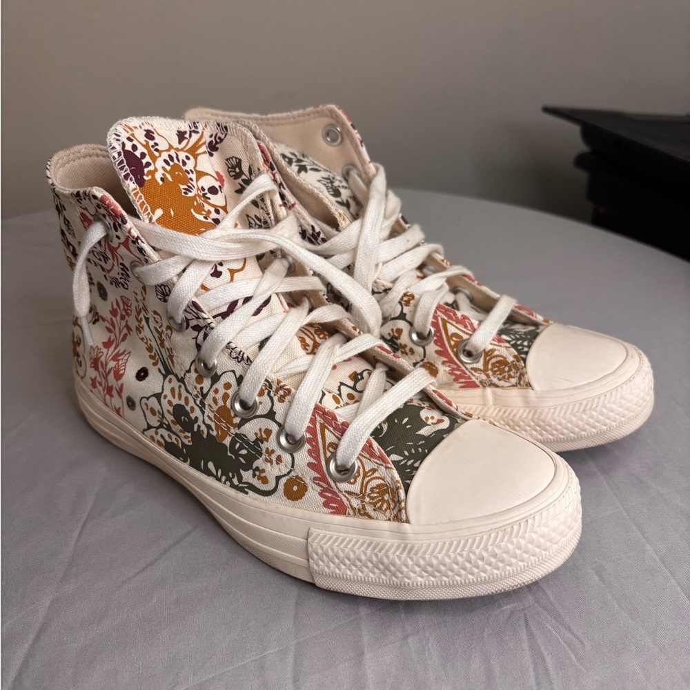 Converse White and Green High-Top Sneakers